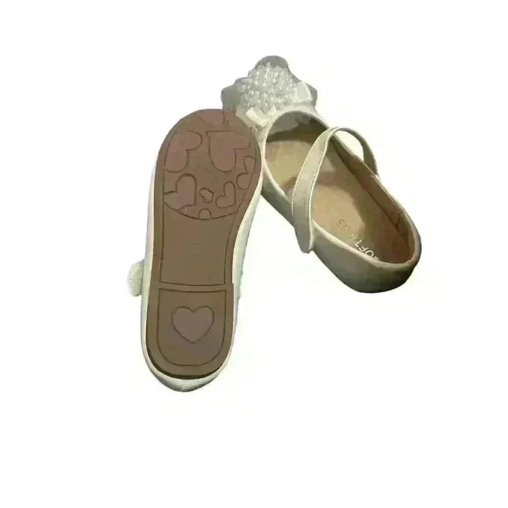 Soft Kids Shoes Girl's 12 White Flat Dress Round Toe Party Wedding Comfort.